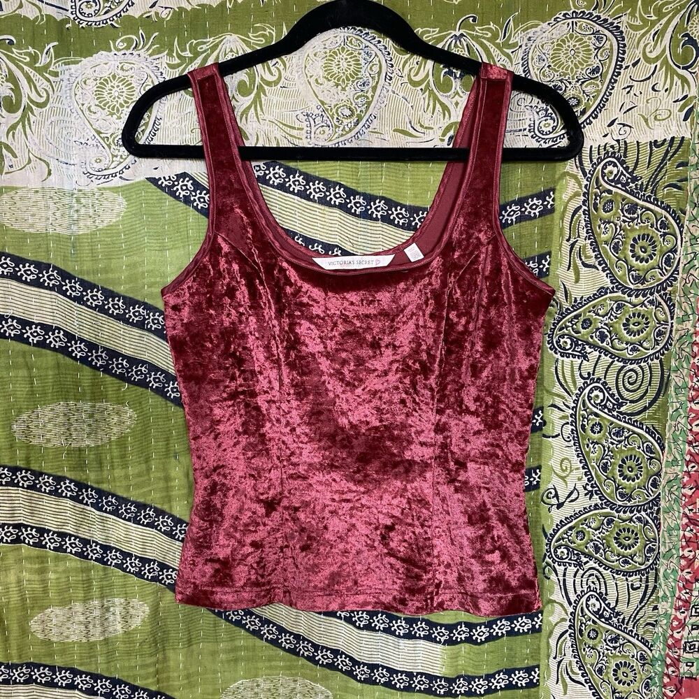 Vintage 90's Victoria's Secret Rouge Crushed Velvet Whimsigoth Top Size Small